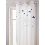 Rideau guirlande  illets tamisant nuage et toiles blanc