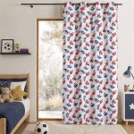 Rideau imprim� football tamisant blanc