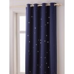 Rideau � oeillets occultant et motifs perfor�s marine / �toiles