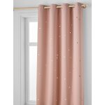 Rideau à oeillets occultant et motifs perforés rose poudré Rideau à oeillets occultant et motifs perforés rose poudré