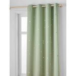 Rideau  oeillets occultant et motifs perfors vert sauge