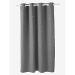 Rideau � oeillets occultant phosphorescent imprim� �toile gris