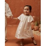 Robe avec appliqu� floral + bloomer beige clair