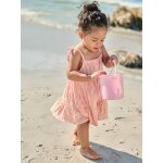 Robe b�b� fille bretelles coton bio ray� rose