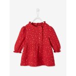 Robe bb fille en gaze de coton ouverture dcale rouge fonc imprim