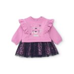 Robe b�b� fille en molleton � volants et motif ludique rose