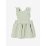 Robe b�b� en gaze de coton bretelles � volants vert d'eau