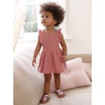 Robe b�b� en gaze de coton bretelles � volants vieux rose