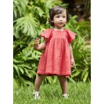 Robe b�b� en gaze de coton rouge