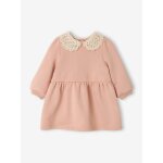 Robe b�b� en molleton avec col en crochet rose poudr�
