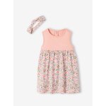 Robe b�b� naissance et bandeau assorti rose poudr�