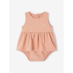 Robe b�b� naissance avec body int�gr� vieux rose