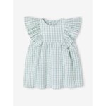 Robe b�b� en seersucker carreaux vert