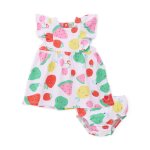 Robe b�b� en tricot avec bloomer et motif fruits blanc