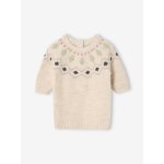 Robe bb en tricot jacquard vanille
