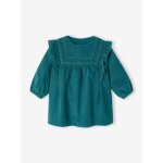 Robe bébé en velours côtelé bleu canard Robe bébé en velours côtelé bleu canard