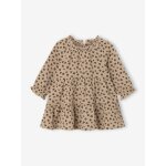 Robe bb  volants en gaze de coton taupe