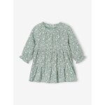 Robe bb  volants en gaze de coton vert sauge