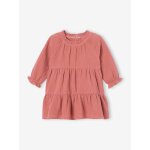 Robe bb  volants en gaze de coton vieux rose
