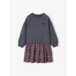 Robe bi - matière fille anthracite Robe bi - matière fille anthracite