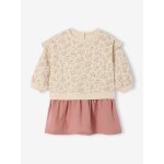 Robe bi - matière manches longues vieux rose Robe bi - matière manches longues vieux rose