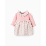 Robe bi - mati�re � motif floral rose clair