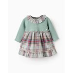 Robe bimatière avec carreaux brothers & sisters vert Robe bimatière avec carreaux brothers & sisters vert