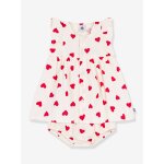 Robe et bloomer b�b� volant�e coton �cru