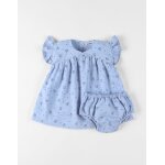 Robe avec bloomer crpe gaufre bleu