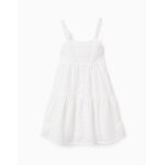 Robe � bretelles en coton avec broderie anglaise blanc
