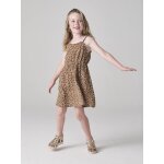 Robe à bretelles en gaze de coton fille beige Robe à bretelles en gaze de coton fille beige