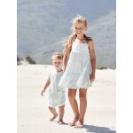 Robe  bretelles raye fil brillant fille bleu ple