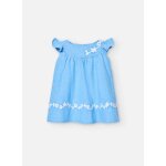 Robe avec dtails brods et fermeture zippe dissimule au dos bleu