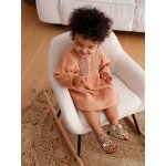 Robe brode bb en gaze de coton caramel