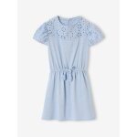 Robe dtails en broderie anglaise fille bleu ple