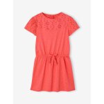 Robe dtails en broderie anglaise fille corail