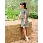 Robe dtails en broderie anglaise fille vert sauge
