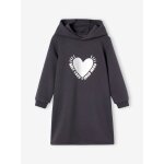 Robe  capuche en molleton fille dtails fantaisie anthracite