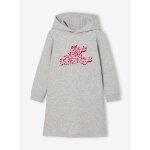 Robe  capuche en molleton fille dtails fantaisie gris chin
