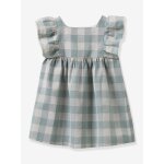 Robe � carreaux en lin et coton b�b� vert d'eau