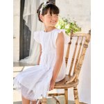 Robe crmonie bi - matire en broderie anglaise et tulle fille blanc