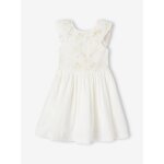 Robe de cérémonie brodée fleurs irisées fille blanc Robe de cérémonie brodée fleurs irisées fille blanc