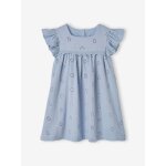 Robe crmonie en broderie anglaise fille gaze de coton bleu ple