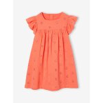 Robe crmonie en broderie anglaise fille gaze de coton corail