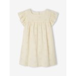 Robe crmonie en broderie anglaise fille gaze de coton vanille