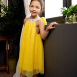Robe c�r�monie � col fleuri liberty alizee jaune col fleuri mauve