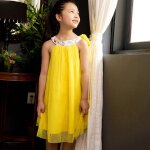 Robe c�r�monie � col fleuri liberty alizee jaune multicolore