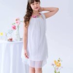 Robe c�r�monie col liberty alizee blanc rose floral