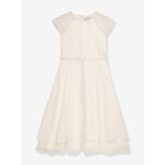 Robe de c�r�monie dxynthia avec haut en dentelle, fille danamade, ivoire blanc