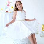 Robe c�r�monie fille blanche et dor�e en tulle hepburn blanc or